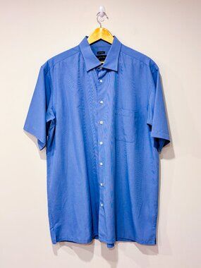 JOSEPH & FEISS | Light blue micro-check‎ short-sleeve shirt | Soft modal | XL *